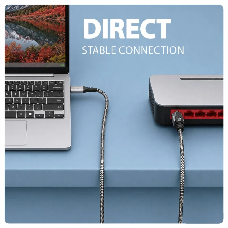 AXAGON ADE-CM15 USB-C Gigabit Ethernet adapter z zintegrowanym kablem sieciowym CAT6 RJ-45 1.5 m