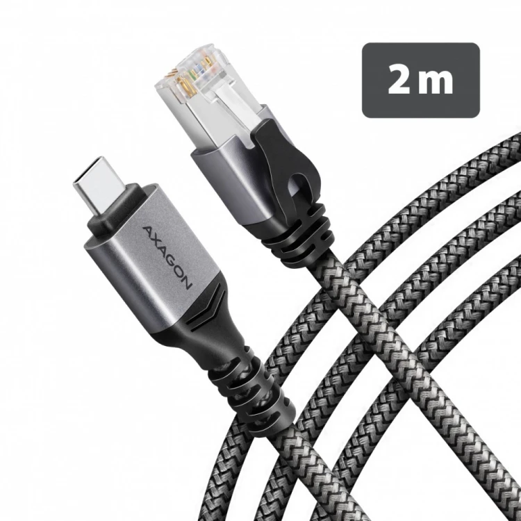 AXAGON ADE-CM20 USB-C Gigabit Ethernet adapter z zintegrowanym kablem sieciowym CAT6 RJ-45 2 m
