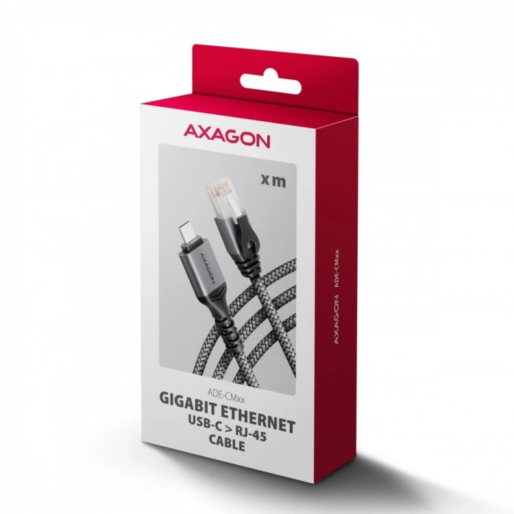 AXAGON ADE-CM20 USB-C Gigabit Ethernet adapter z zintegrowanym kablem sieciowym CAT6 RJ-45 2 m