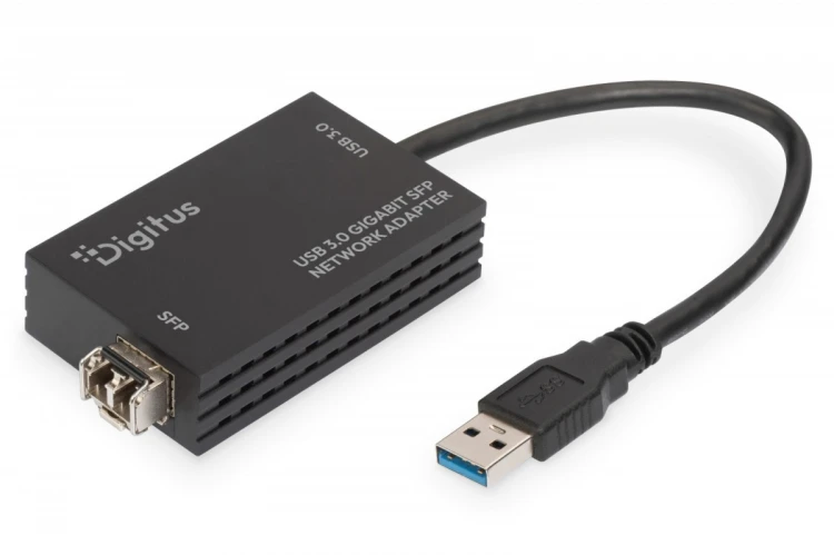 Digitus Karta sieciowa USB 3.0 typ A na Gigabit SFP, adapter światłowodowy 1000 Mb/s, moduł SFP sprzedawany osobno