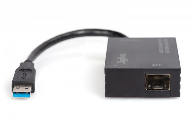 Digitus Karta sieciowa USB 3.0 typ A na Gigabit SFP, adapter światłowodowy 1000 Mb/s, moduł SFP sprzedawany osobno
