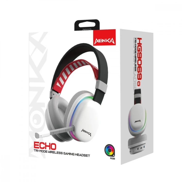 MONKA Słuchawki gamingowe ECHO bezprzewodowe BT 2.4G USB-C