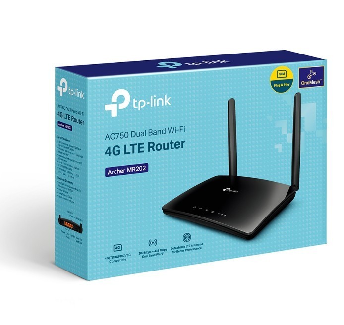 TP-LINK Router   AC750 Wireless Dual Band 4G LTE     	Archer MR202             Build-In 150Mbps 4G LTE Modem