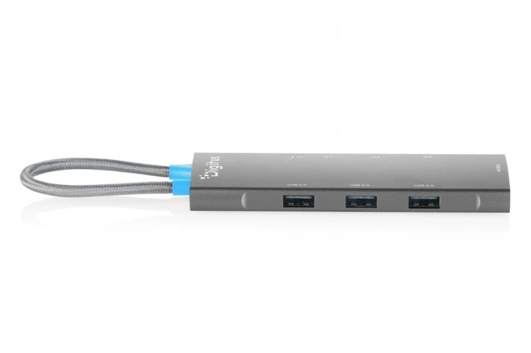Digitus Stacja dokująca USB-C 8-portowa, HDMI 4K/60Hz, 2x USB-A + 1x USB-C 3.2 Gen1, 3x USB-A 2.0, Power Delivery 100W, DP 1.4 Alt Mode, kabel 18cm
