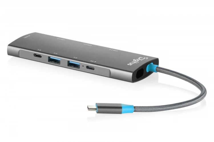 Digitus Stacja dokująca USB-C 8-portowa, HDMI 4K/60Hz, 2x USB-A + 1x USB-C 3.2 Gen1, 3x USB-A 2.0, Power Delivery 100W, DP 1.4 Alt Mode, kabel 18cm