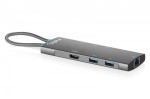 Digitus Stacja dokująca USB-C 8-portowa, HDMI 4K/60Hz, 4x USB-A + 1x USB-C 3.2 Gen1, RJ45 Gigabit, Power Delivery 100W, DP 1.4 Alt Mode, kabel 18cm