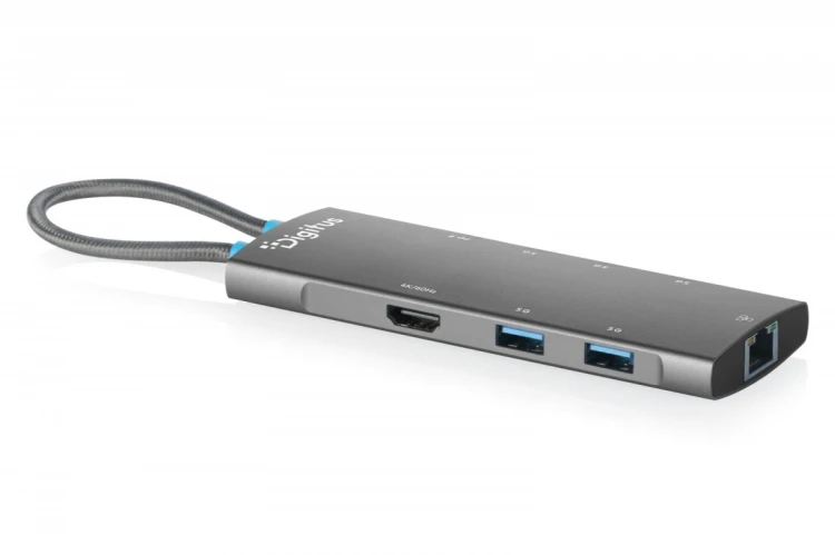Digitus Stacja dokująca USB-C 8-portowa, HDMI 4K/60Hz, 4x USB-A + 1x USB-C 3.2 Gen1, RJ45 Gigabit, Power Delivery 100W, DP 1.4 Alt Mode, kabel 18cm