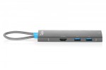 Digitus Stacja dokująca USB-C 8-portowa, HDMI 4K/60Hz, 4x USB-A + 1x USB-C 3.2 Gen1, RJ45 Gigabit, Power Delivery 100W, DP 1.4 Alt Mode, kabel 18cm