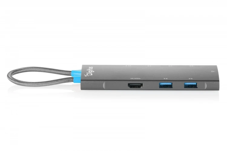 Digitus Stacja dokująca USB-C 8-portowa, HDMI 4K/60Hz, 4x USB-A + 1x USB-C 3.2 Gen1, RJ45 Gigabit, Power Delivery 100W, DP 1.4 Alt Mode, kabel 18cm