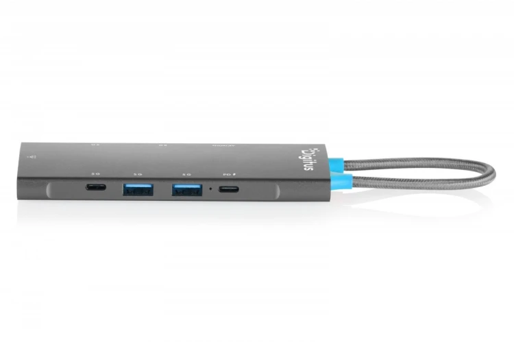 Digitus Stacja dokująca USB-C 8-portowa, HDMI 4K/60Hz, 4x USB-A + 1x USB-C 3.2 Gen1, RJ45 Gigabit, Power Delivery 100W, DP 1.4 Alt Mode, kabel 18cm
