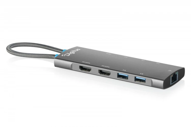 Digitus Stacja dokująca USB-C 9-portowa, 2x HDMI 4K/60Hz, 4x USB-A + 1x USB-C 3.2 Gen1, RJ45 Gigabit, Power Delivery 100W, MST/SST, kabel 18cm