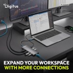 Digitus Stacja dokująca USB-C 9-portowa, 2x HDMI 4K/60Hz, 4x USB-A + 1x USB-C 3.2 Gen1, RJ45 Gigabit, Power Delivery 100W, MST/SST, kabel 18cm