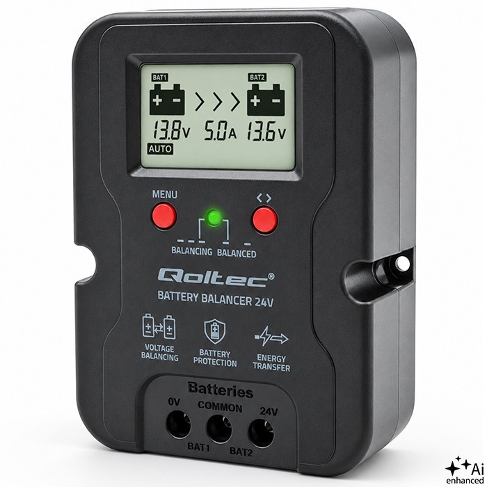 Qoltec Balanser napięcia 24V do akumulatorów 2x12V | 5A | AGM GEL LiFePO4
