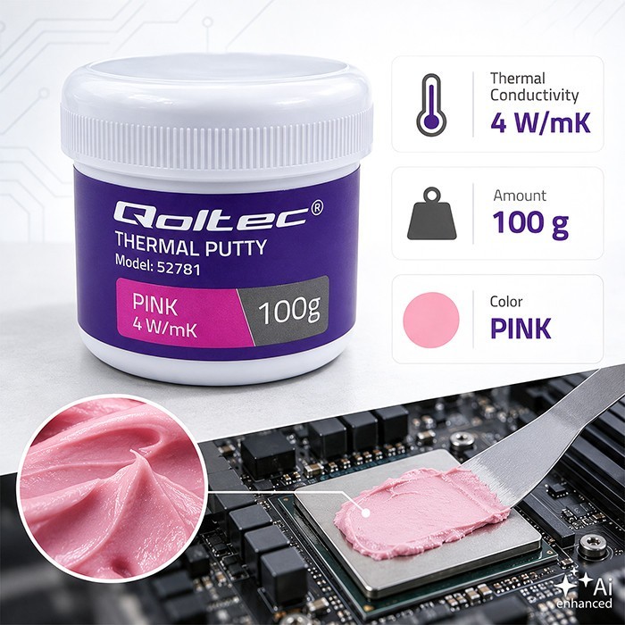 Qoltec Pasta termoprzewodząca | 4W/m-K | 100g | różowa