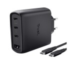Trust Ładowarka czarna MAXO GaN 65W 3xUSB-C 1xUSB-A