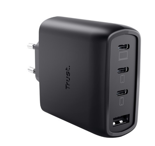 Trust Ładowarka czarna MAXO GaN 65W 3xUSB-C 1xUSB-A