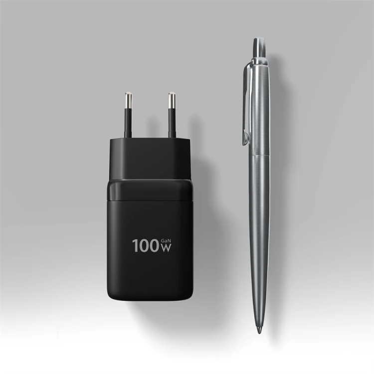 AXAGON ACU-PQ100 Ładowarka sieciowa GaN 100W, 2x port (USB-C + USB-A), PD3.0/PPS/QC4+, mini, czarna
