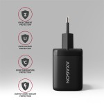 AXAGON ACU-PQ100 Ładowarka sieciowa GaN 100W, 2x port (USB-C + USB-A), PD3.0/PPS/QC4+, mini, czarna
