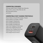 AXAGON ACU-PQ100 Ładowarka sieciowa GaN 100W, 2x port (USB-C + USB-A), PD3.0/PPS/QC4+, mini, czarna