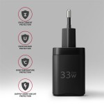 AXAGON ACU-PQ33 Ładowarka sieciowa GaN 33W, 2x port (USB-C + USB-A), PD3.0/PPS/QC4+, czarna