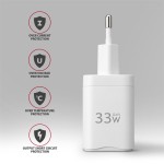 AXAGON ACU-PQ33W Ładowarka sieciowa GaN 33W, 2x port (USB-C + USB-A), PD3.0/PPS/QC4+, biała