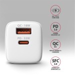 AXAGON ACU-PQ33W Ładowarka sieciowa GaN 33W, 2x port (USB-C + USB-A), PD3.0/PPS/QC4+, biała