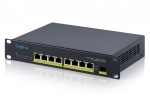 Digitus Przełącznik sieciowy niezarządzalny PoE+ 10" 8x RJ45 2.5G, 1x SFP+ 10G, 60Gbps, budżet 80W, 802.3af/at, metalowy, bez wentylatora, Plug&Play