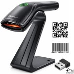 Qoltec Bezprzewodowy czytnik kodów kreskowych 1D 2D + stojak na skaner |QR | EAN | USB