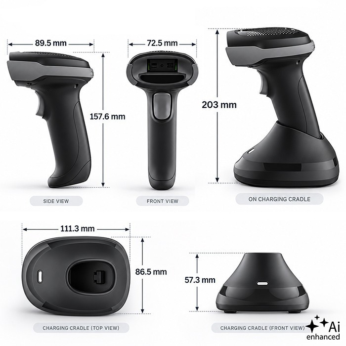 Qoltec Bezprzewodowy czytnik kodów kreskowych 1D 2D + stacja ładowania |QR | EAN | USB