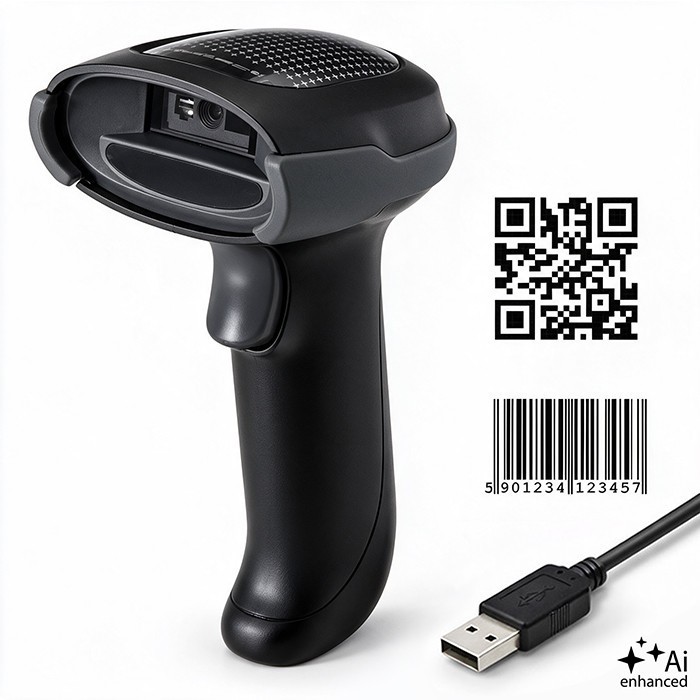 Qoltec Bezprzewodowy czytnik kodów kreskowych 1D 2D + stacja ładowania |QR | EAN | USB