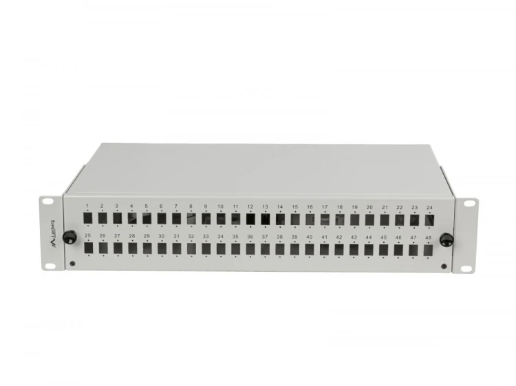 Lanberg Przełącznica światłowodowa 48XSC Simplex / 48XLC Duplex Rack 19 cali 2U Szara + akcesoria