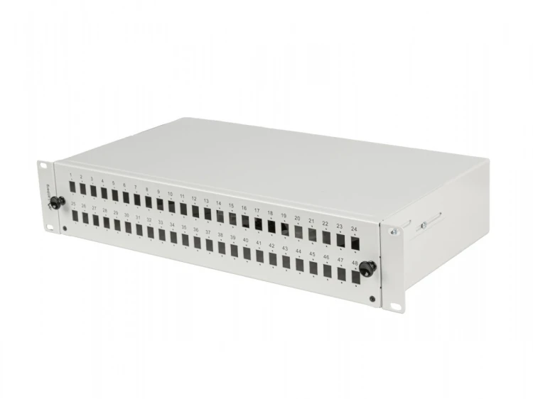 Lanberg Przełącznica światłowodowa 48XSC Simplex / 48XLC Duplex Rack 19 cali 2U Szara + akcesoria