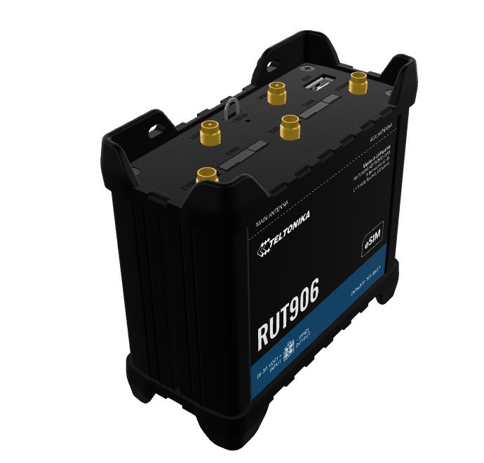 TELTONIKA Router RUT906 4G LTE RS232/RS485, 4G LTE (Cat 4), 3G, 2G, DUAL SIM, RS232/RS485, GNSS, NTRIP