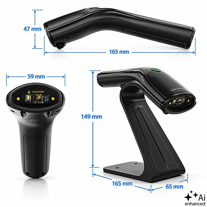 Qoltec Czytnik kodów kreskowych 1D 2D + stojak na skaner | QR | EAN |  USB