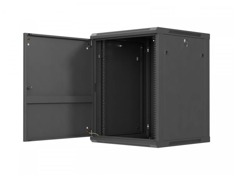 Lanberg Szafa instalacyjna rack wisząca 19 cali 15U 600x600 czarna drzwi metalowe (flat pack)