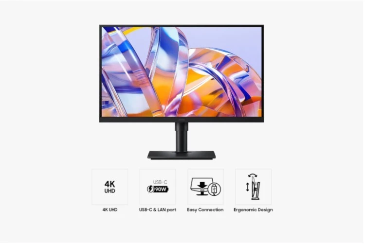 Samsung Monitor 32 cali Viewfinity S80UH IPS 3840x2160 UHD 16:9 1xHDMI 1xDP 1xUSB-C 90W 3xUSB-A Easy Connection KVM PIP/PBP 5ms 60Hz HAS+PIV płaski 3Y