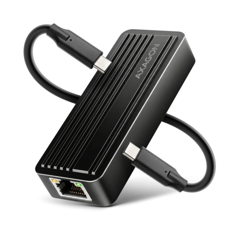 AXAGON ADE-10GR Karta sieciowa USB-C 10Gbps, port RJ-45 10GbE (10/5/2.5/1G), chipset Realtek RTL8159, Wake-on-LAN, aluminiowa, odłączany kabel 19 cm,