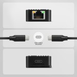 AXAGON ADE-10GR Karta sieciowa USB-C 10Gbps, port RJ-45 10GbE (10/5/2.5/1G), chipset Realtek RTL8159, Wake-on-LAN, aluminiowa, odłączany kabel 19 cm,