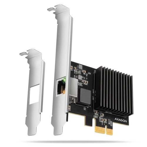 AXAGON PCEE-10GR Karta sieciowa PCIe 4.0 x1, port RJ-45 10GbE (10/5/2.5/1G), chipset Realtek RTL8127, PXE, Wake-on-LAN, radiator, śledź SP/LP