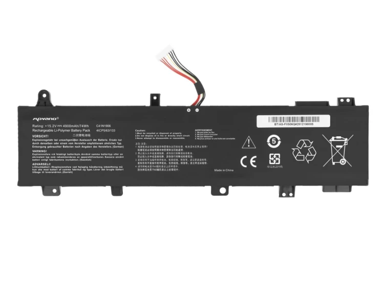 Movano Bateria C41N1906-1 do Asus TUF Gaming FA506 F15 FX506 A17 FA706IU - 4900 mAh (74 Wh)