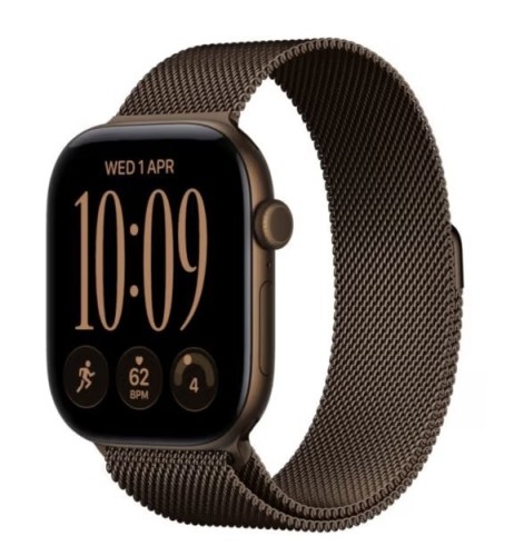 Apple  Watch seria 12 GPS+Cellular, koperta 42 mm z aluminium w kolorze ciemny brąz, bransoleta mediolańska w kolorze ciemnego brązu