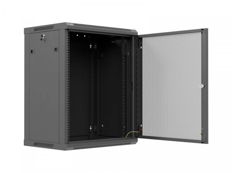 Lanberg Szafa instalacyjna rack wisząca 19 cali 15U 600x450 czarna drzwi perforowane (flat pack)