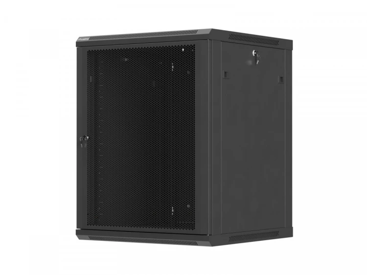 Lanberg Szafa instalacyjna rack wisząca 19 cali 15U 600x600 czarna drzwi perforowane (flat pack)