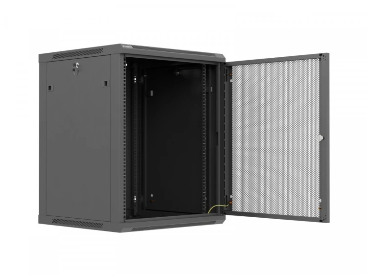 Lanberg Szafa instalacyjna rack wisząca 19 cali 15U 600x600 czarna drzwi perforowane (flat pack)