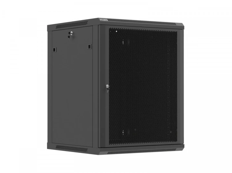 Lanberg Szafa instalacyjna rack wisząca 19 cali 15U 600x600 czarna drzwi perforowane (flat pack)