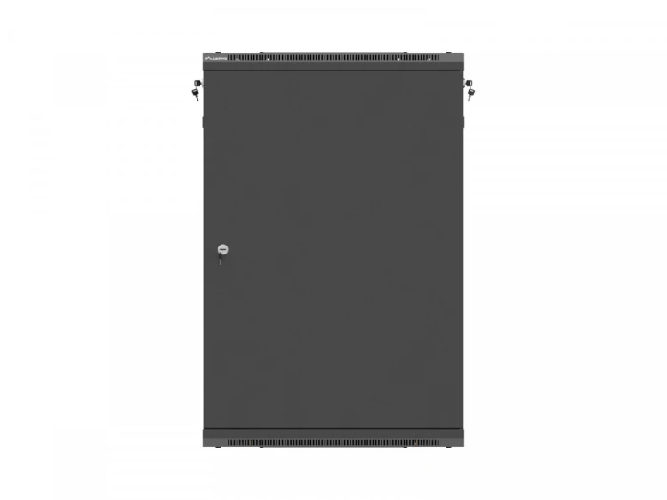 Lanberg Szafa instalacyjna rack wisząca 19 cali 18U 600x600 czarna drzwi metalowe (flat pack)