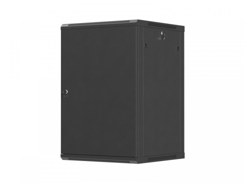 Lanberg Szafa instalacyjna rack wisząca 19 cali 18U 600x600 czarna drzwi metalowe (flat pack)