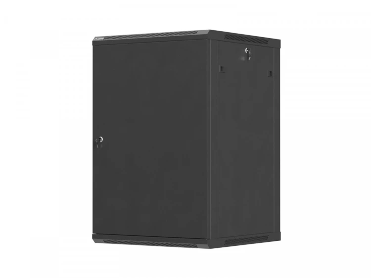 Lanberg Szafa instalacyjna rack wisząca 19 cali 18U 600x600 czarna drzwi metalowe (flat pack)