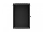 Lanberg Szafa instalacyjna rack wisząca 19 cali 18U 600x600 czarna drzwi metalowe (flat pack)