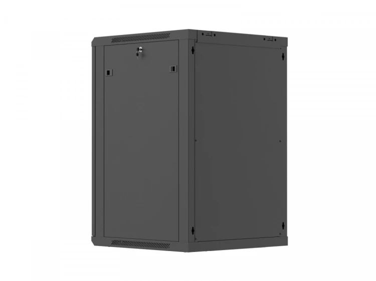 Lanberg Szafa instalacyjna rack wisząca 19 cali 18U 600x600 czarna drzwi metalowe (flat pack)